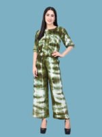 Rutvi Olive Green White Rayon Co-ords Set
