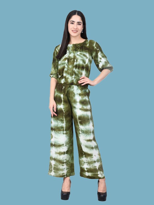 Rutvi Olive Green White Rayon Co-ords Set - Image 1