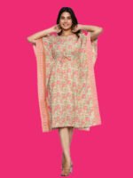 Aashvi Green & Pink Rayon Kaftan