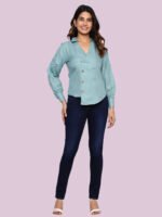 Mrinali Olive Green Rayon Top - Image 3