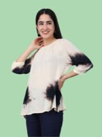 Braahmi Beige  Black  Rayon Top - Image 3