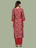 Nandita Red Kurta Pant Cotton - Image 3