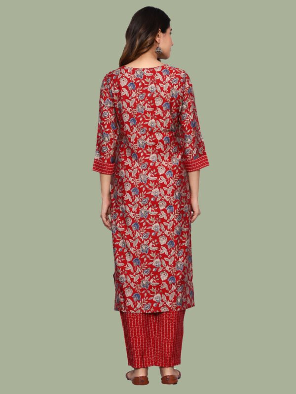 Nandita Red Kurta Pant Cotton - Image 3