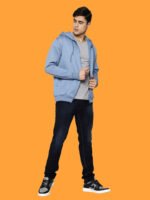 Nandish - Dark Blue Casual Zipper Hoodies - Image 3