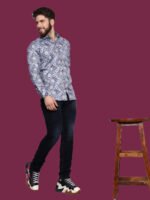 Absolutno Blue Pattern Casual Shirt - Image 3