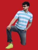 White Blue Color Polo T-shirt - Image 2