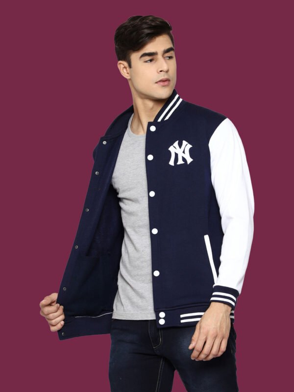 Ekaksh - Dark Blue Casual Varsity Jacket - Image 3