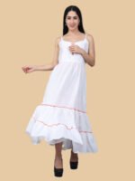 Mishika White Pink Cotton Gown - Image 6