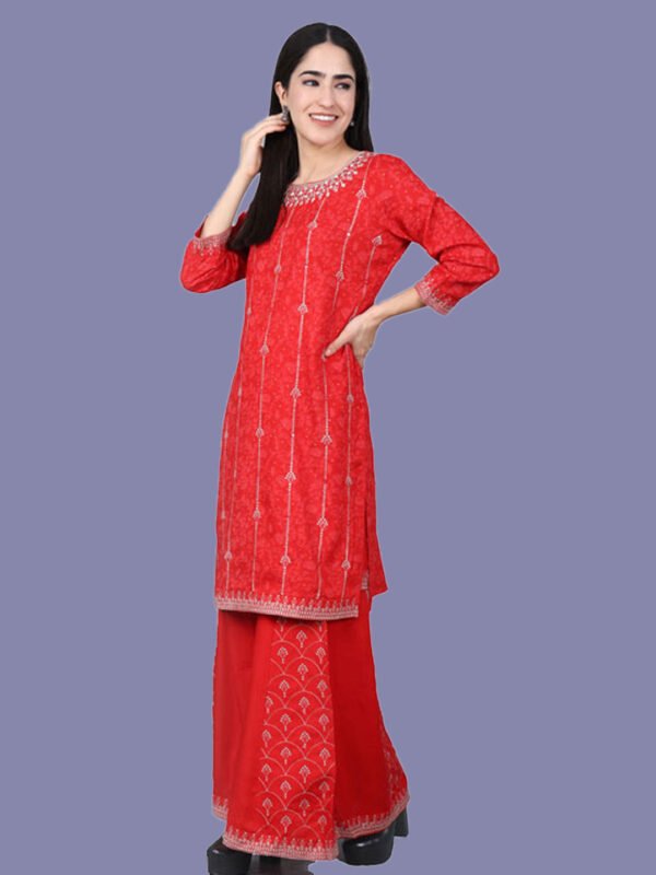 Adithi Red Sharara Modal Muslin - Image 5