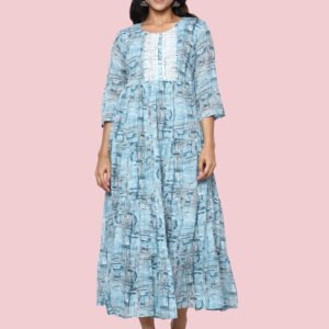 Naina C Blue Gown Mul Cotton