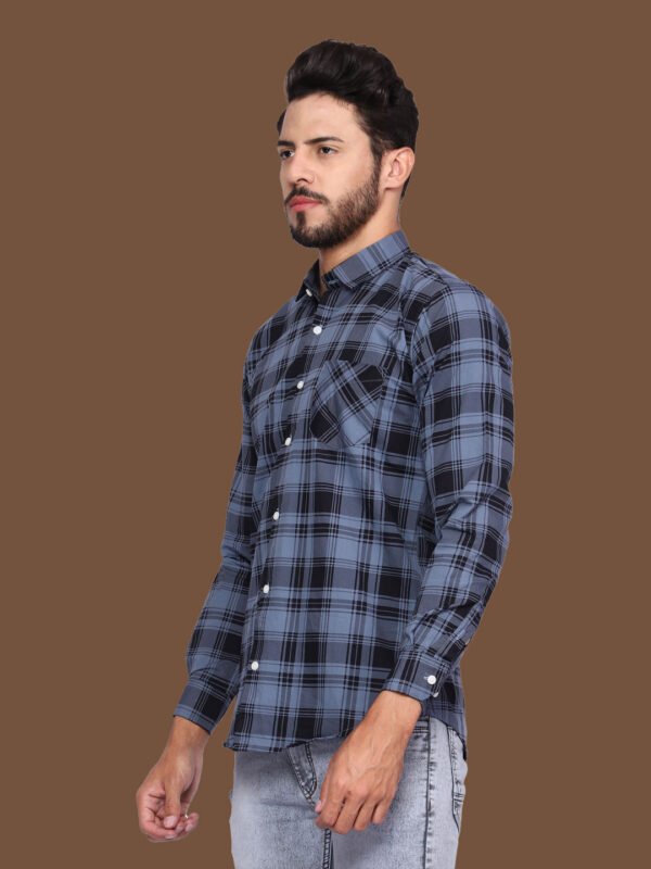 Aldebaran Blue Black Check Casual Shirt - Image 4