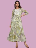 Nishtha Green Gown Mul Cotton