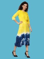 Kiara Yellow Blue Rayon Dress - Image 3