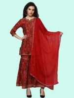 Gaurangi Red Sharara Modal Muslin - Image 2
