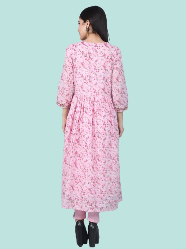 Abhishaa Pink Kurta Set Mul Cotton - Image 4