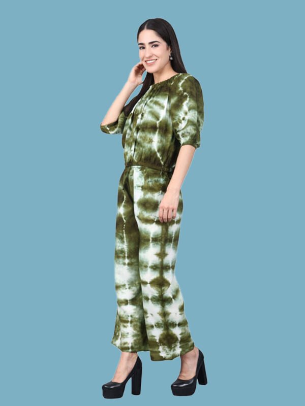 Rutvi Olive Green White Rayon Co-ords Set - Image 3