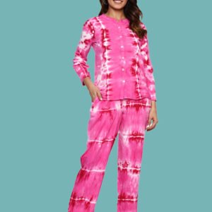 Anvika Pink White Rayon Co-ords Set