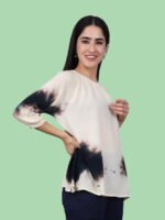 Braahmi Beige  Black  Rayon Top - Image 4
