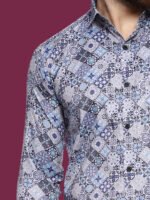 Absolutno Blue Pattern Casual Shirt - Image 4