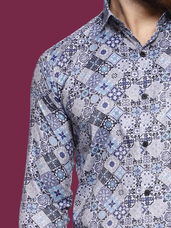Absolutno Blue Pattern Casual Shirt - Image 4