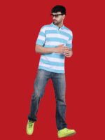 White Blue Color Polo T-shirt - Image 3