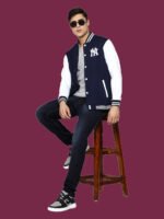 Ekaksh - Dark Blue Casual Varsity Jacket - Image 4