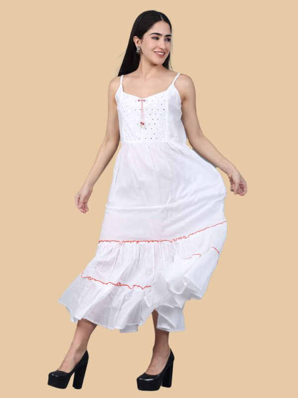 Mishika White Pink Cotton Gown - Image 5