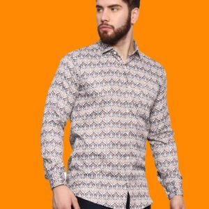 Achird White Brown Shirt Casual Shirt