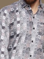 Acrux White Geometric Casual Shirt - Image 4