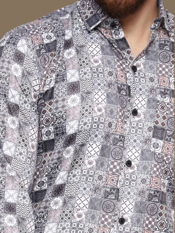 Acrux White Geometric Casual Shirt - Image 4
