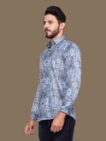 Alchiba Blue Geometric Casual Shirt - Image 4