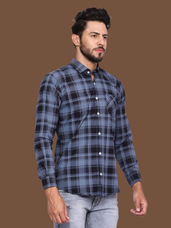 Aldebaran Blue Black Check Casual Shirt - Image 5