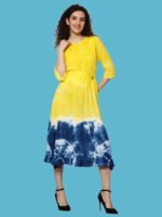 Kiara Yellow Blue Rayon Dress - Image 4