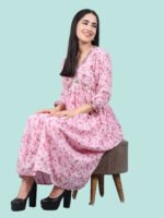 Abhishaa Pink Kurta Set Mul Cotton - Image 5