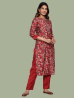 Nandita Red Kurta Pant Cotton - Image 4