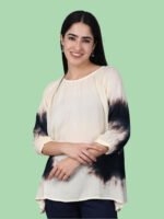 Braahmi Beige  Black  Rayon Top