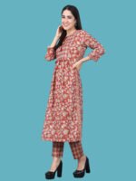 Gourangi Red Kurta Pant Cotton - Image 2
