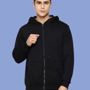 Karunesh - Black Casual Zipper Hoodies