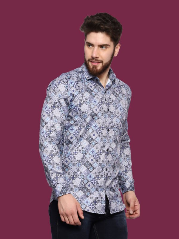Absolutno Blue Pattern Casual Shirt - Image 5