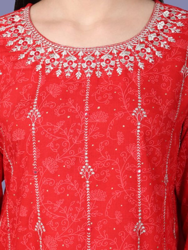 Adithi Red Sharara Modal Muslin - Image 6