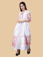 Mishika White Pink Cotton Gown - Image 3