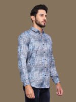 Alchiba Blue Geometric Casual Shirt - Image 5