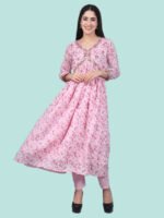 Abhishaa Pink Kurta Set Mul Cotton