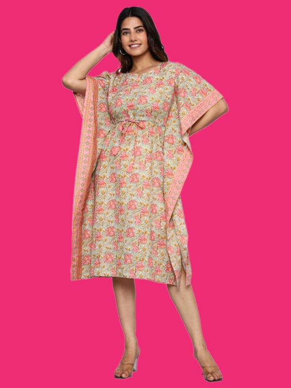 Aashvi Green & Pink Rayon Kaftan - Image 5
