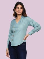 Mrinali Olive Green Rayon Top