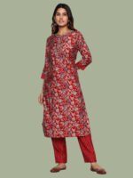 Nandita Red Kurta Pant Cotton