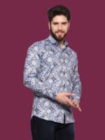 Absolutno Blue Pattern Casual Shirt