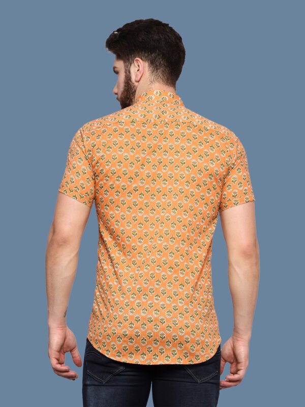 Blomming Flower Orange Casual Shirt - Image 5