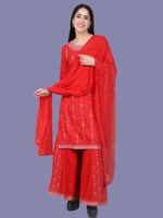 Adithi Red Sharara Modal Muslin - Image 3