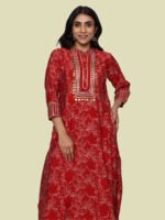 Nithya Red Kurta Pant Modal Muslin - Image 6